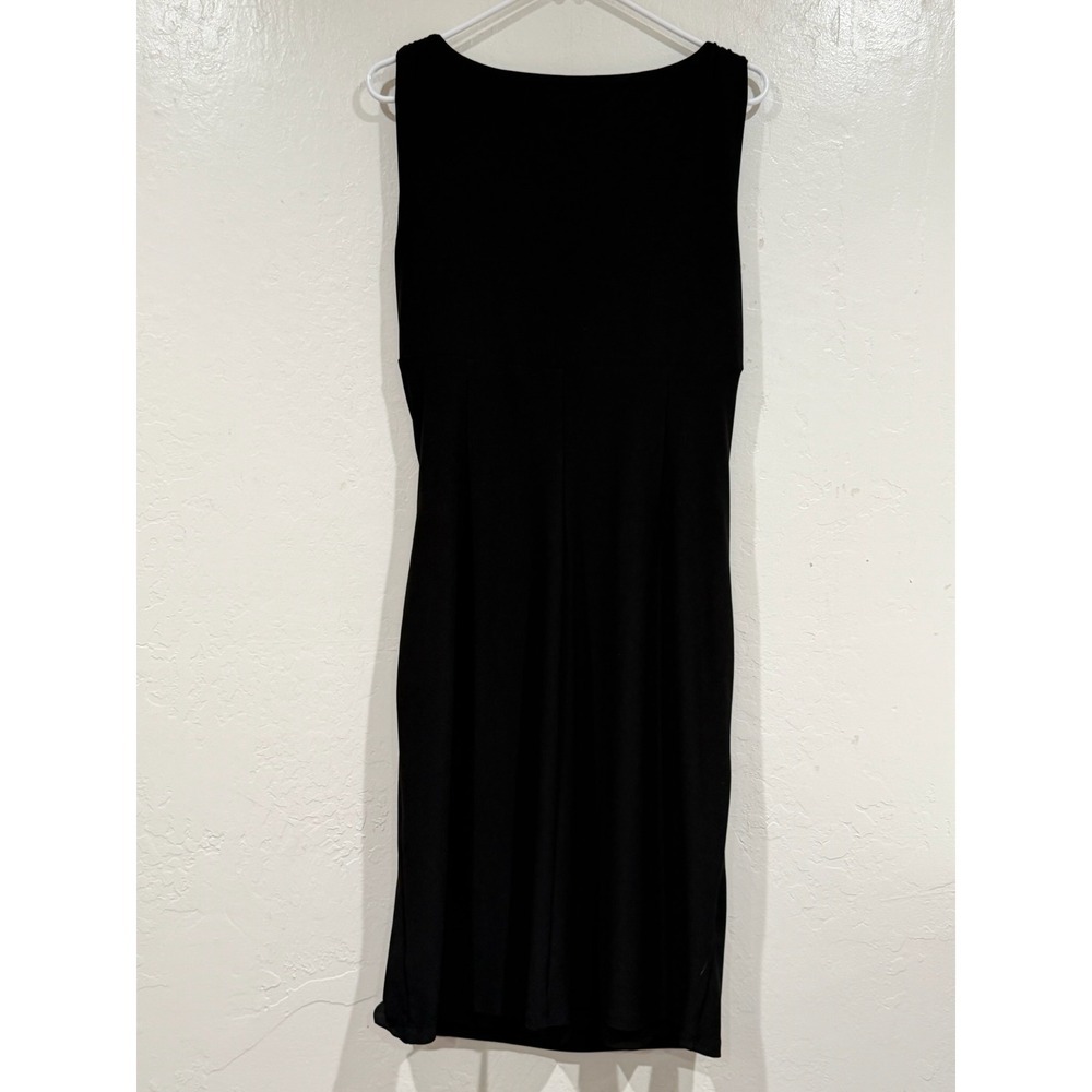 Lauren Ralph Lauren Black Ruched V-Neck Sleeveless Sheath Cocktail Dress Size 12 - Picture 3 of 7